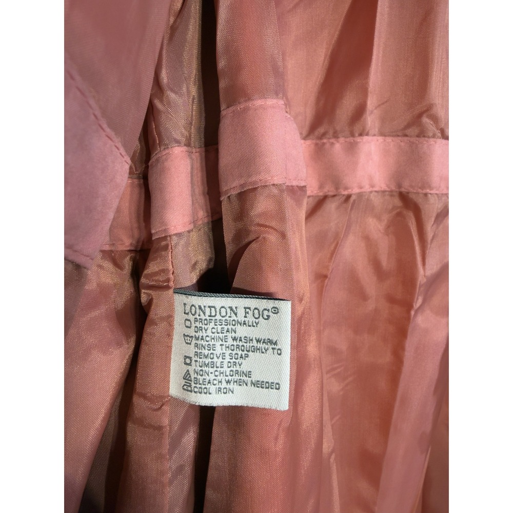 London Fog Pink Suede‎ Trench Coat Belted Classic Style Women's Size 8 - Picture 6 of 6